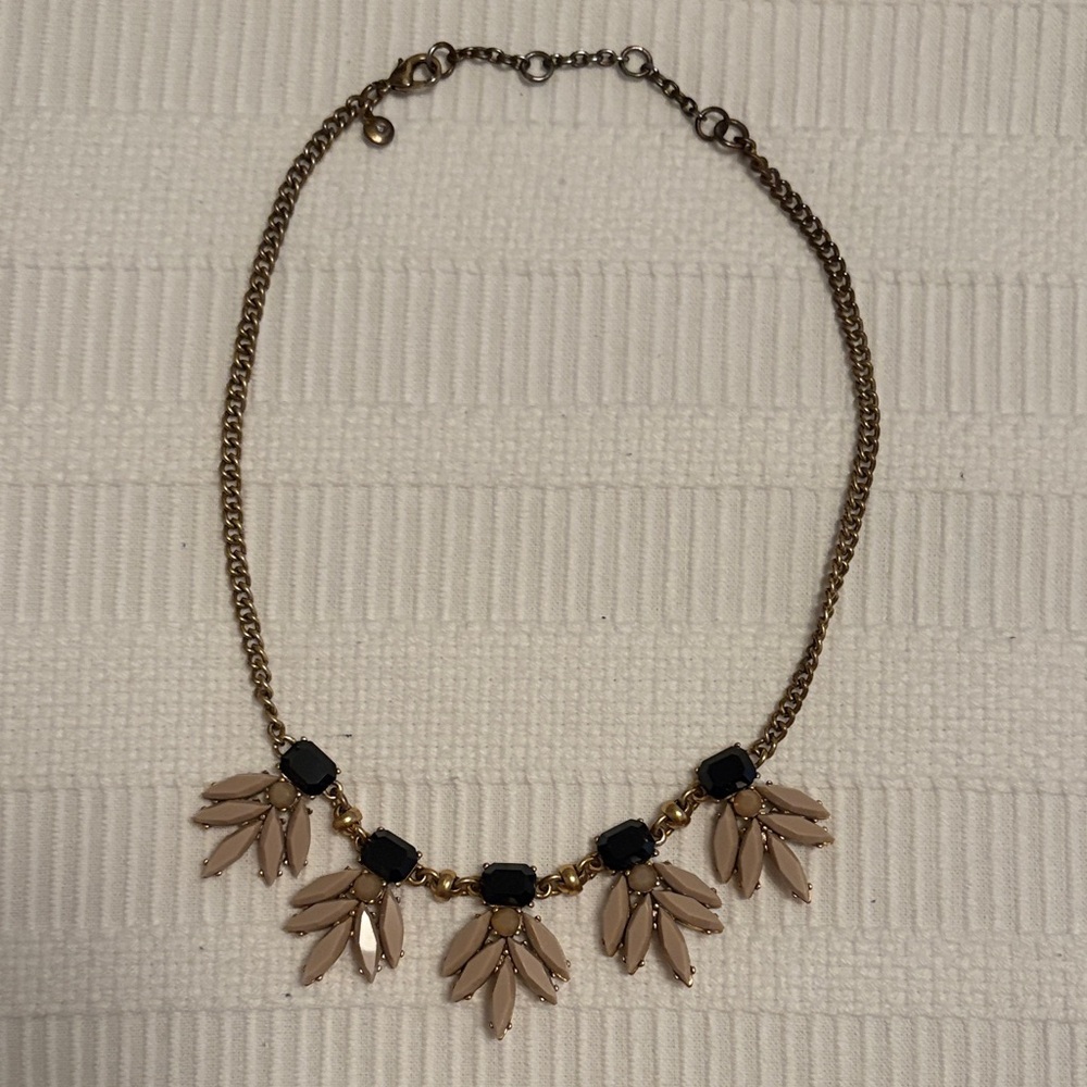 J. Crew Factory Gold and Black Leaf Necklace